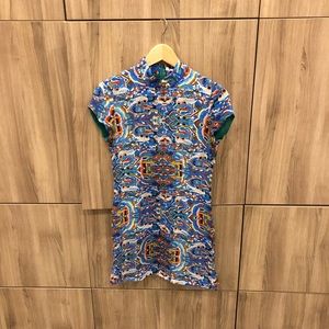 High Neck Silk Mini Dress